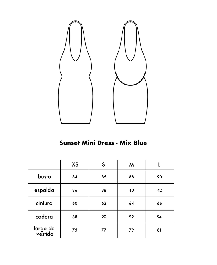 Sunset Mini Dress - Mix Blue